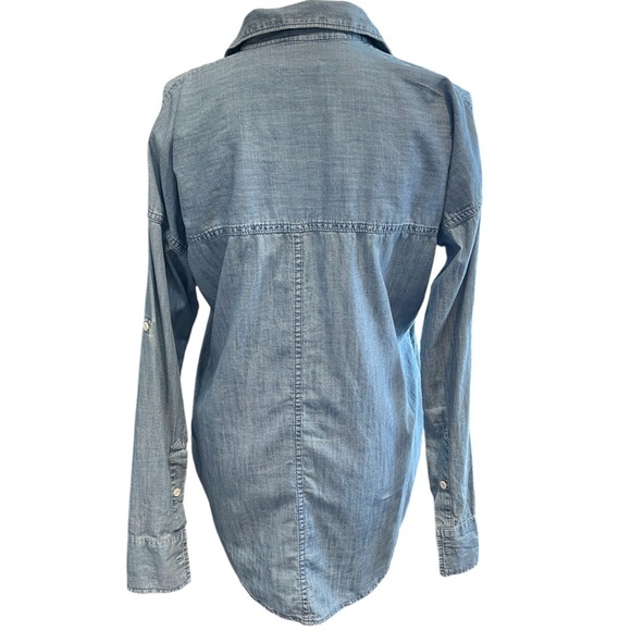 GAP Alexa Classic Casual Oversized Button Down Tunic Chambray Shirt Women's XS - Picture 2 of 9